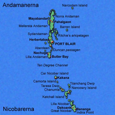 Karta över Andamanerna och Nikobarerna