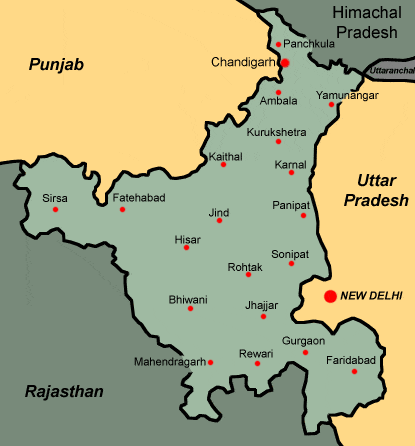 Karta över Haryana