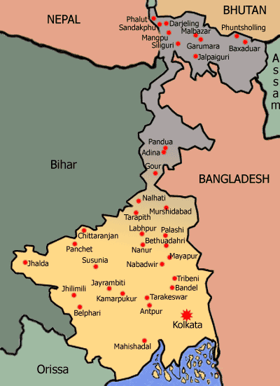 Karta över Västbengalen